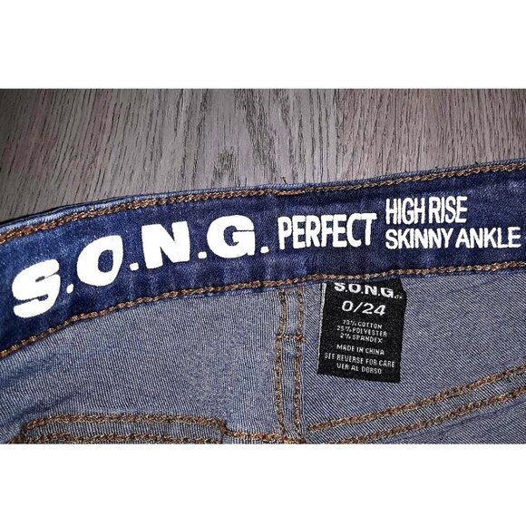 S.O.N.G Perfect High Rise Skinny Ankle Skinny Jeans Size 0/24 Distressed Denim - Picture 7 of 7